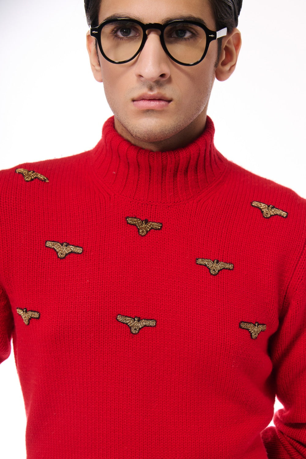 Red Cashmere High Neck Sweater