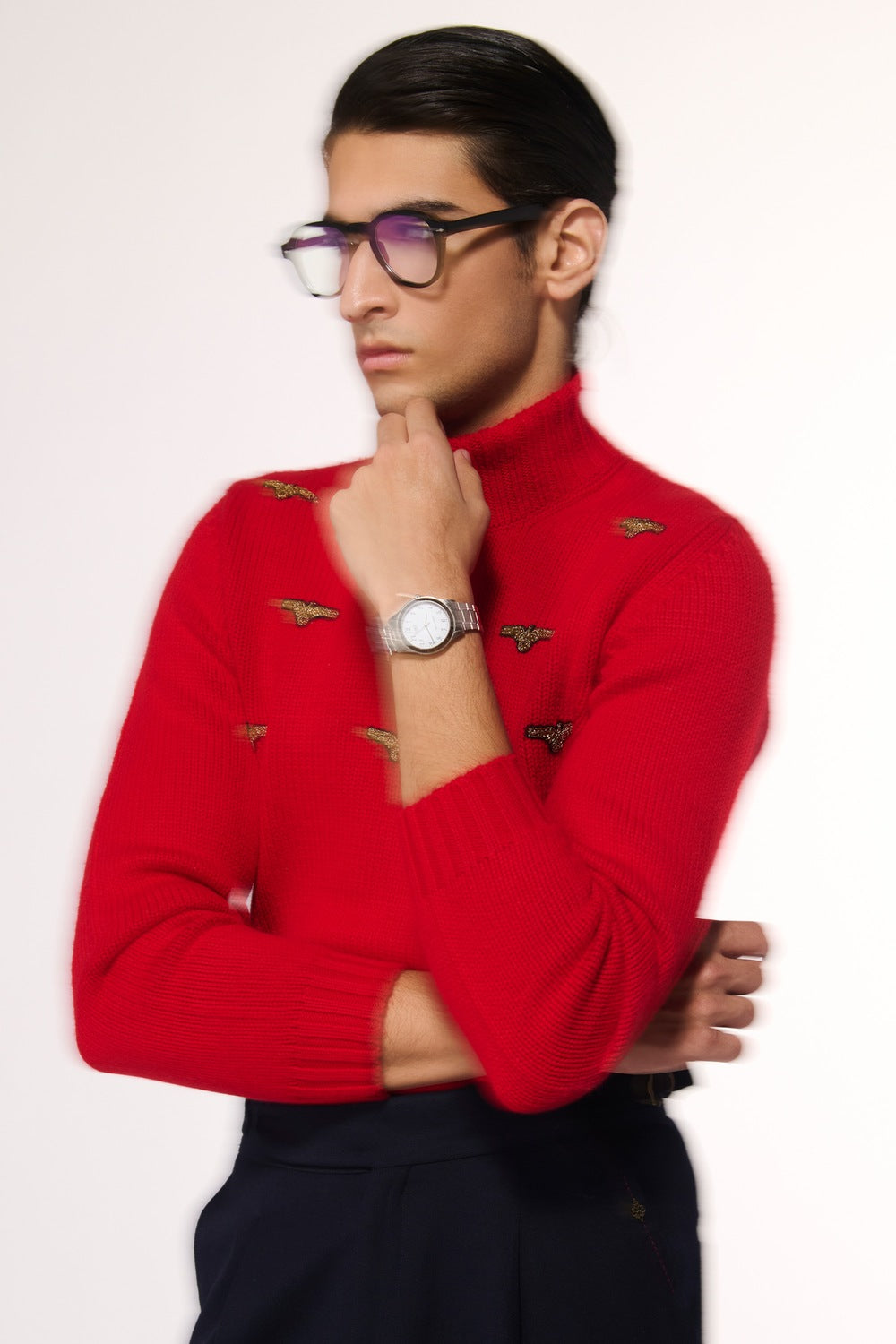 Red Cashmere High Neck Sweater