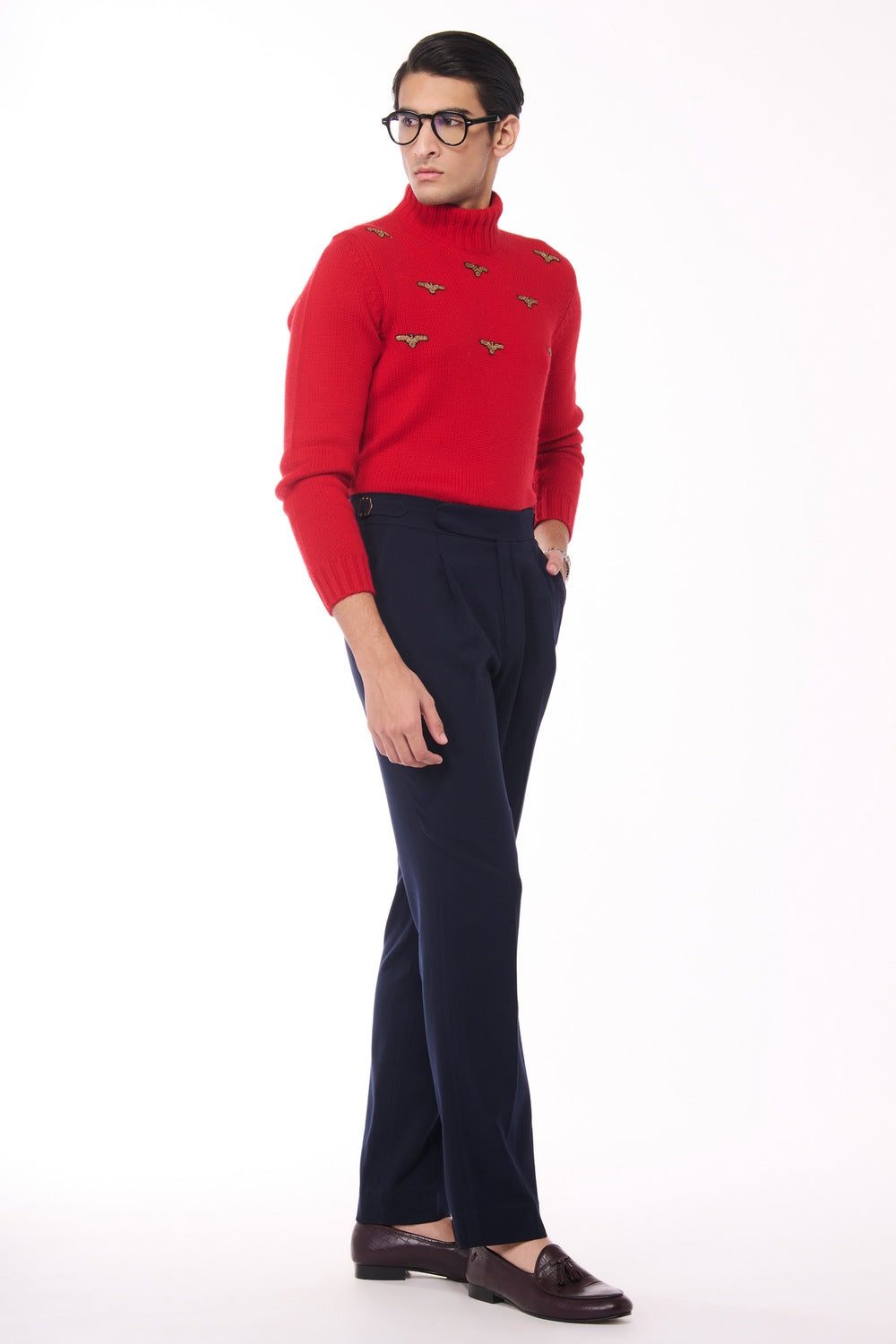 Red Cashmere High Neck Sweater