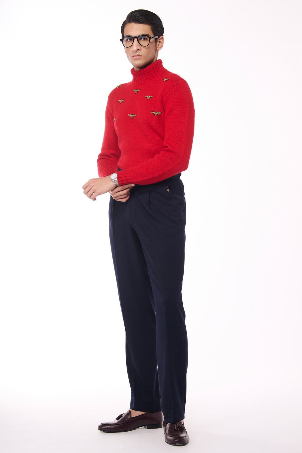 Red Cashmere High Neck Sweater
