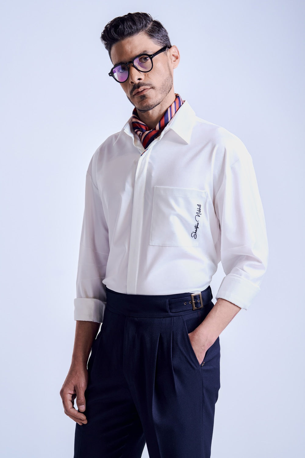 Off White Shirt with Signature Detailing
