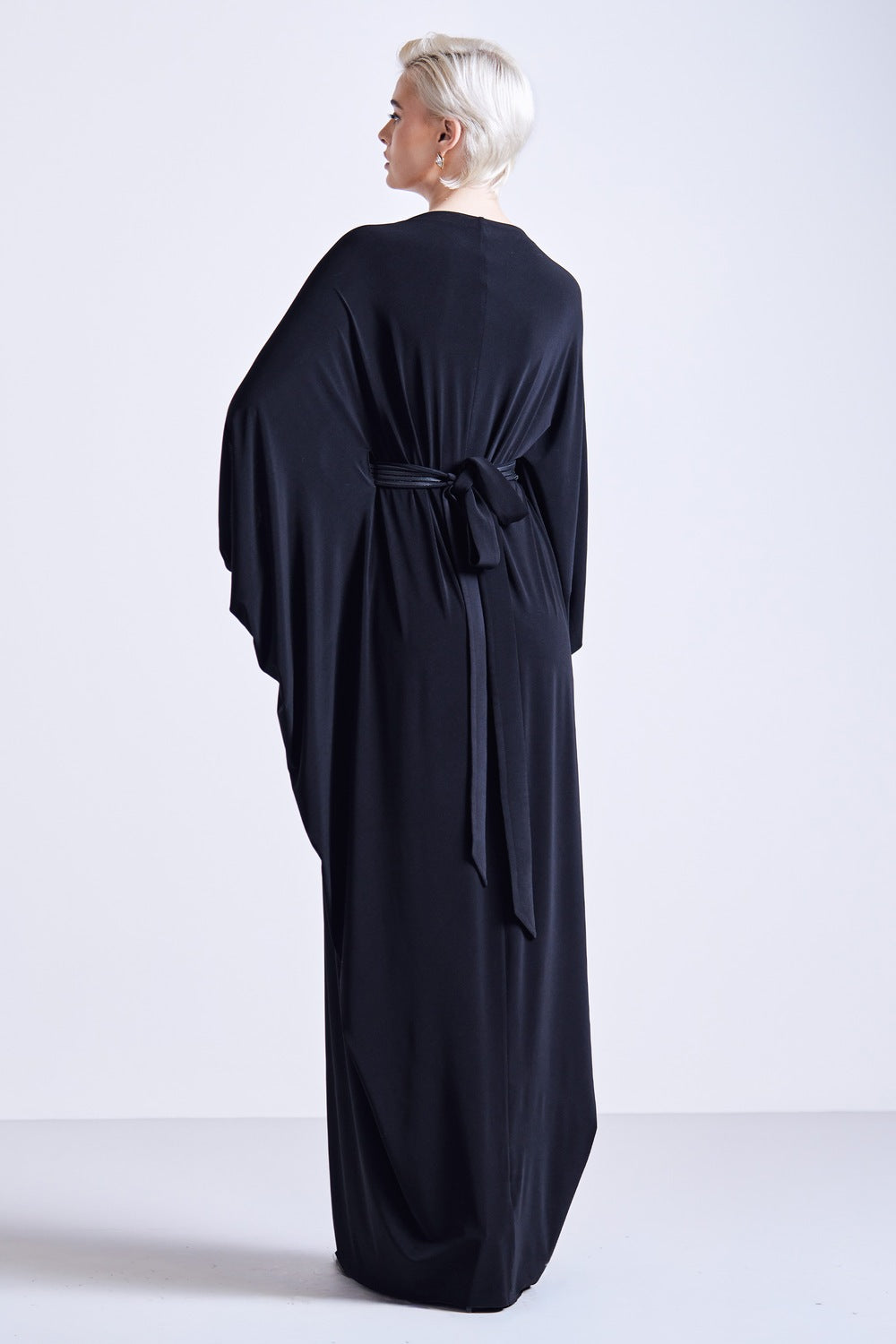 Asymmetric Dress with Embellished Belt