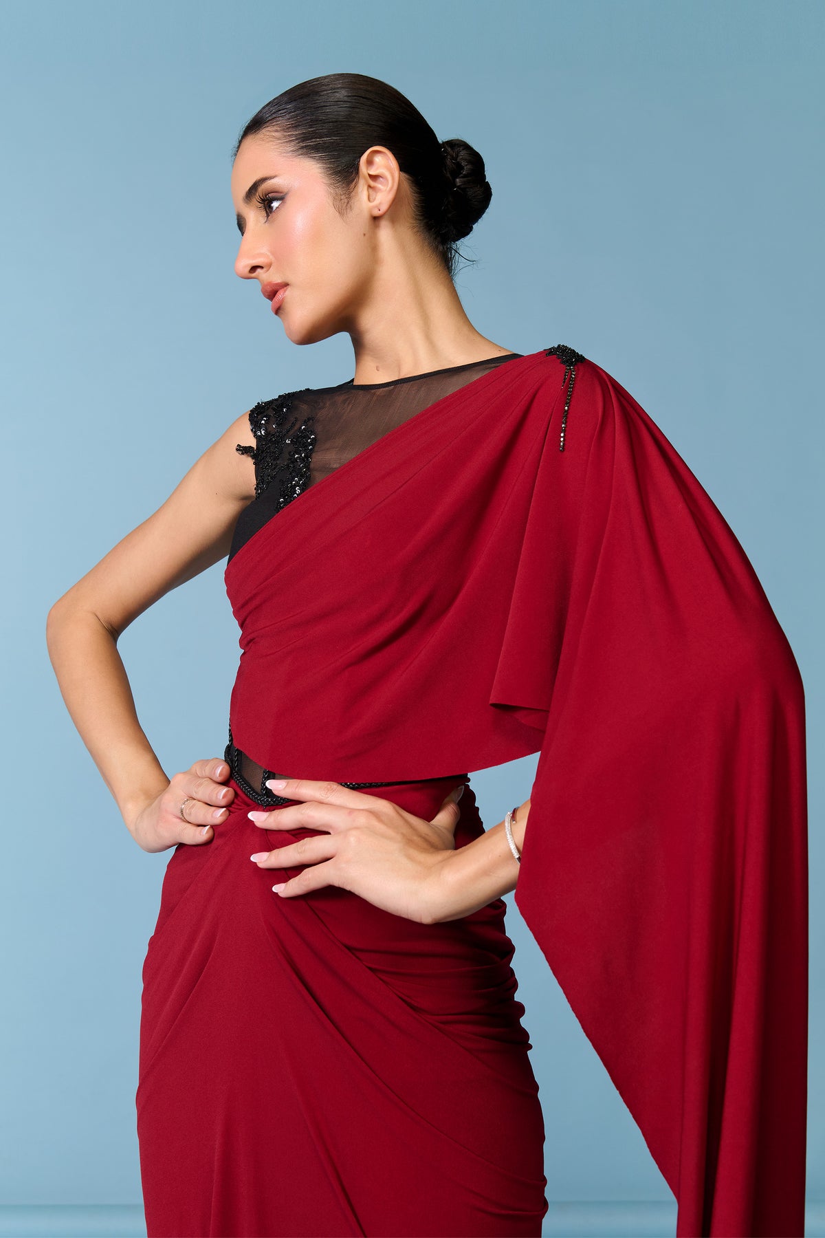 Cherry Draped Gown