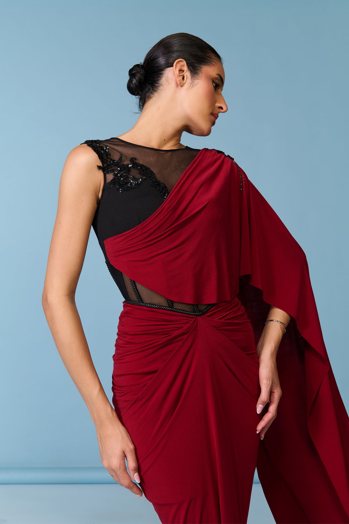 Cherry Draped Gown