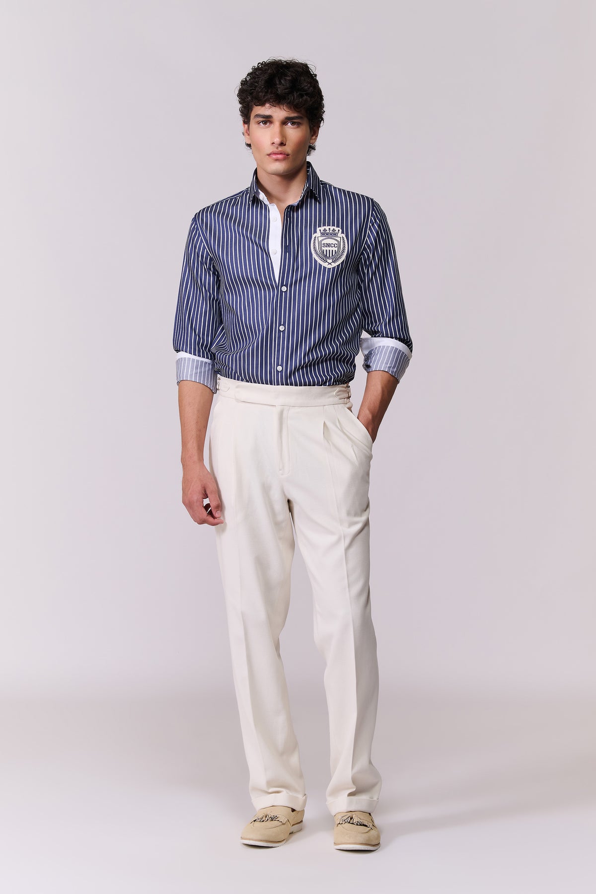 SNCC Navy Sriped Shirt with Patch Logo