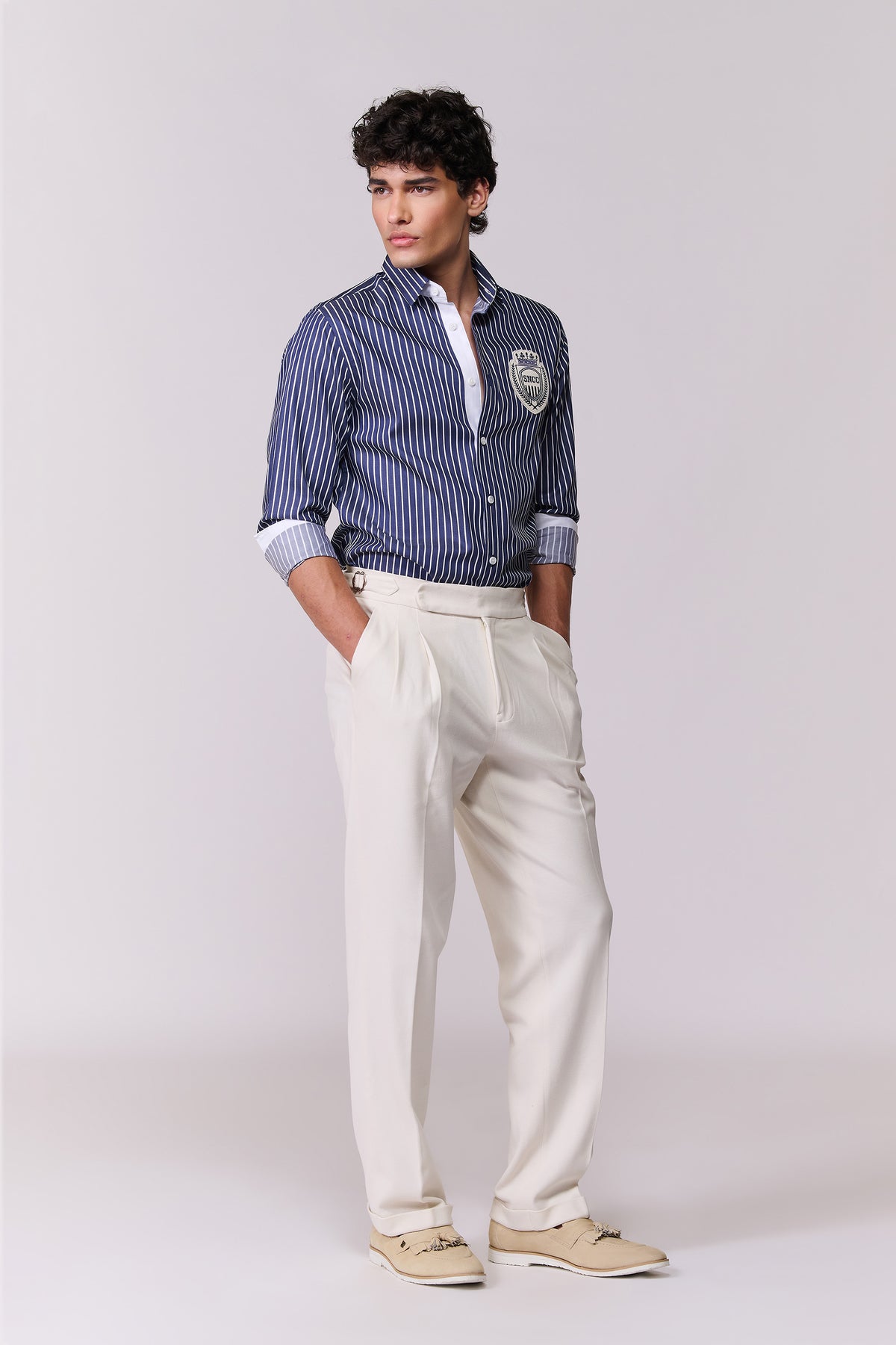SNCC Navy Sriped Shirt with Patch Logo