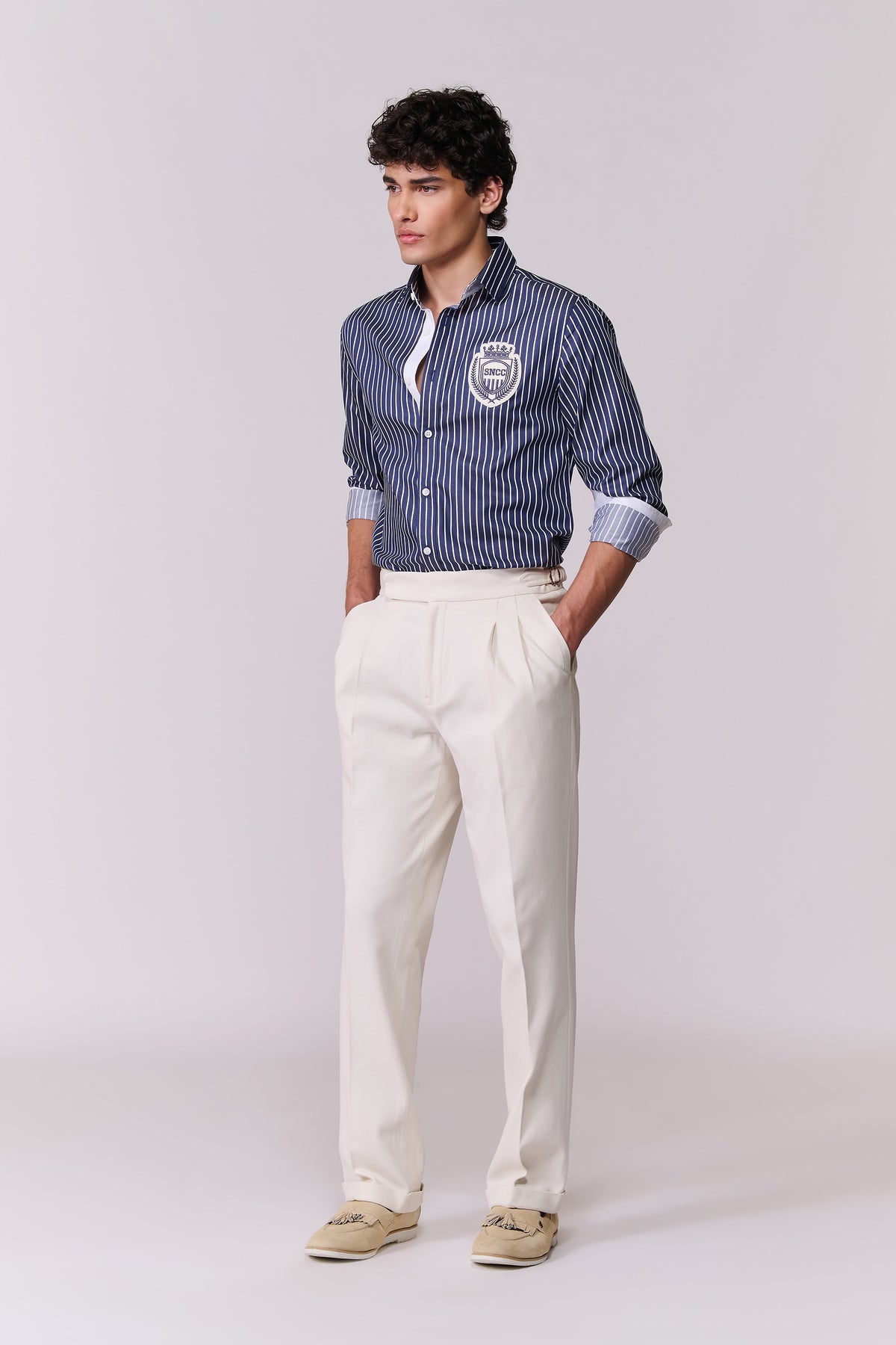 SNCC Navy Sriped Shirt with Patch Logo
