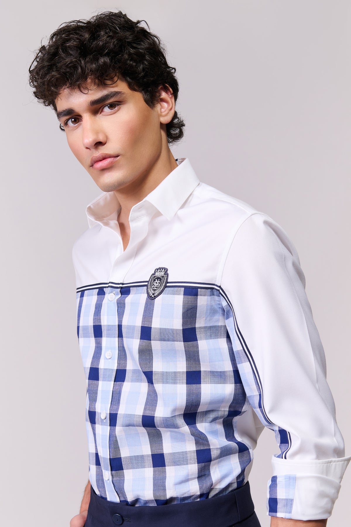 SNCC White Check Panel Shirt