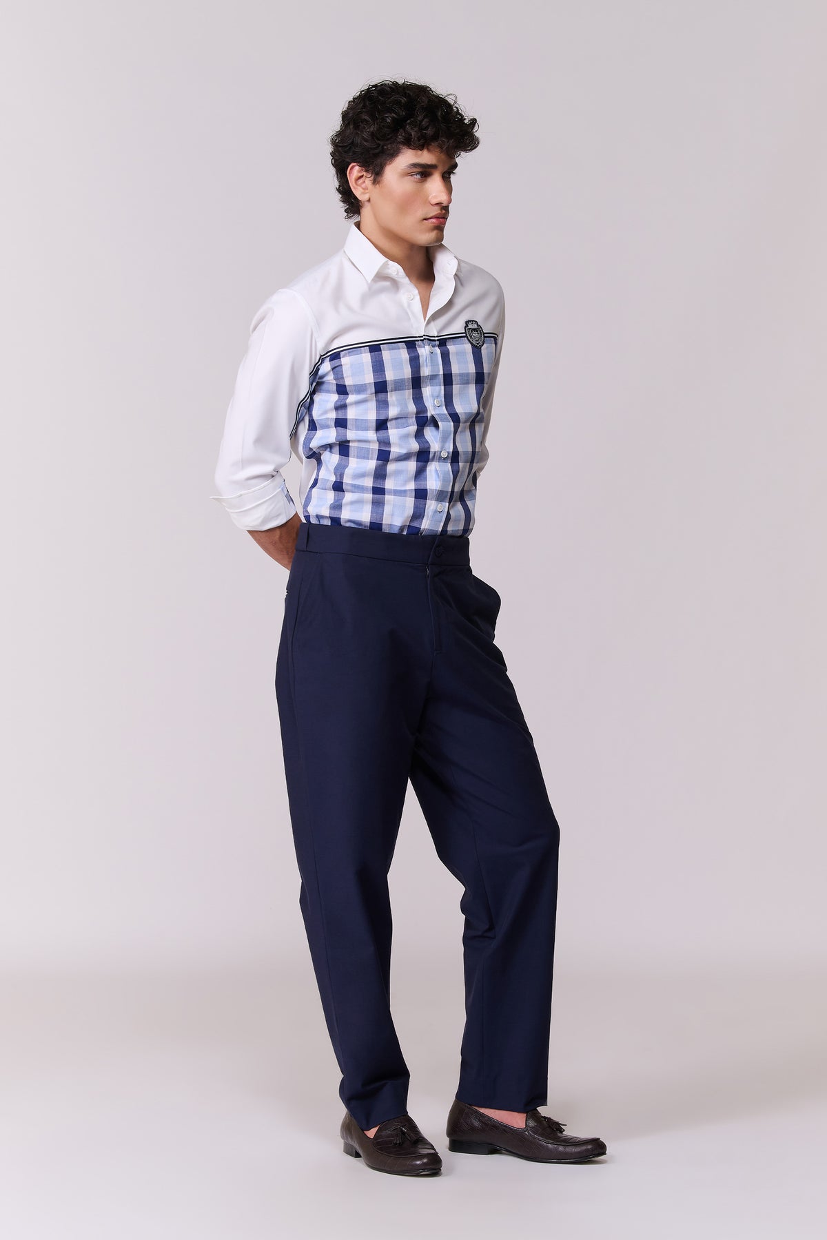 SNCC White Check Panel Shirt