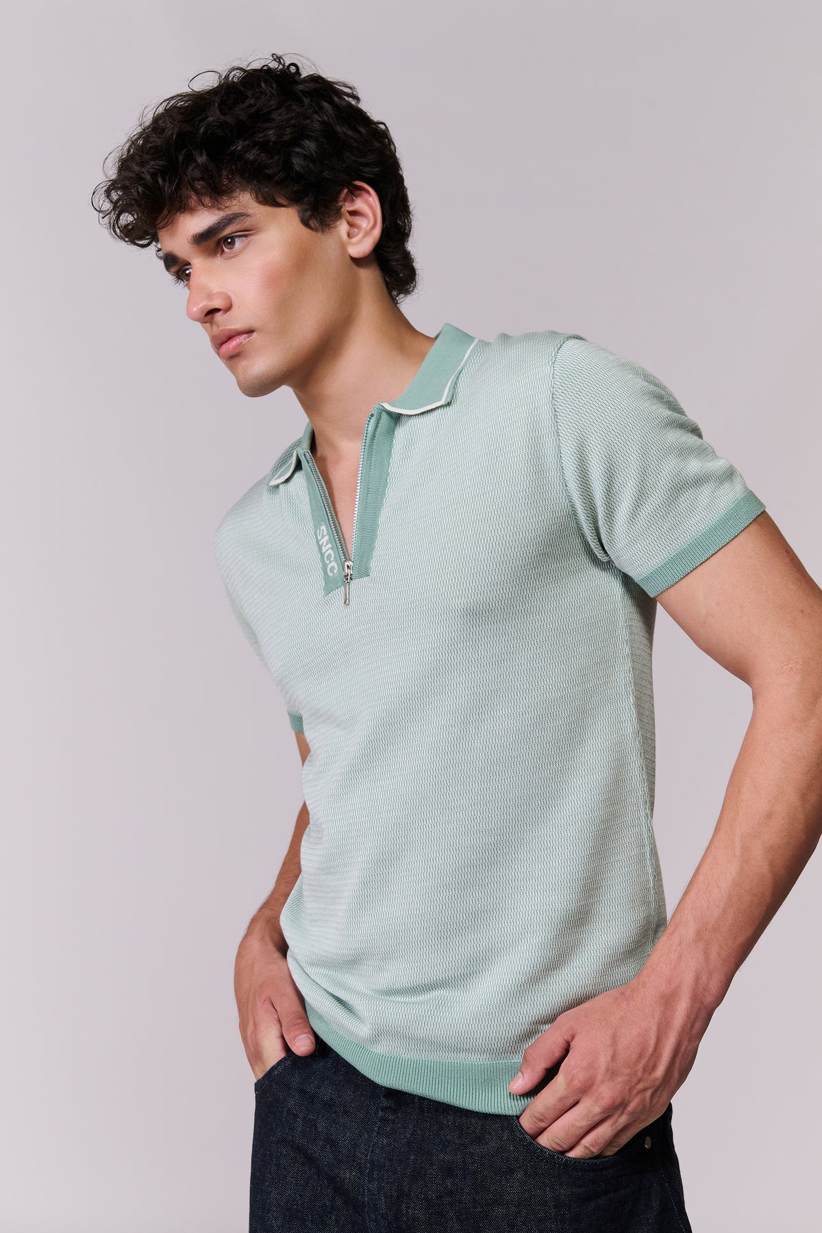 SNCC Jade Knit Zip Polo