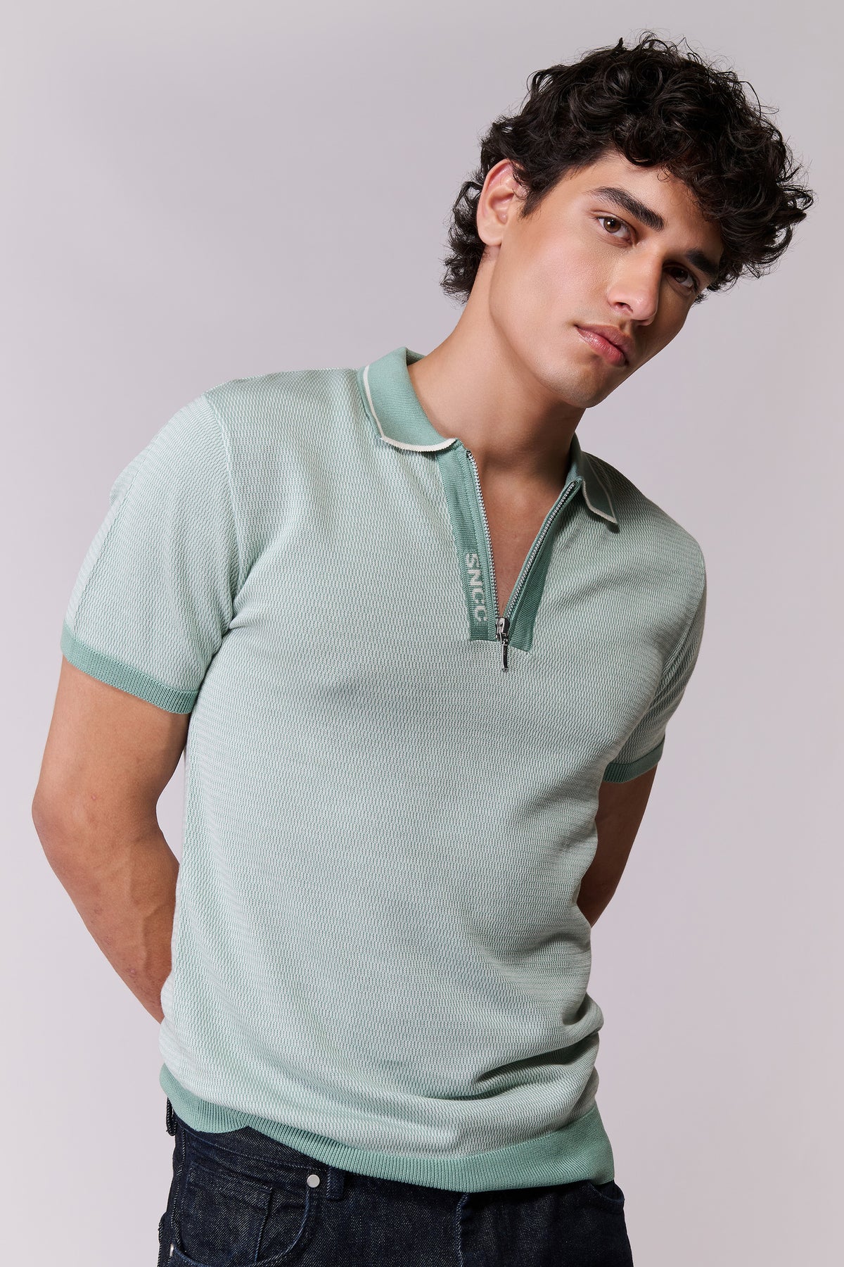 SNCC Jade Knit Zip Polo