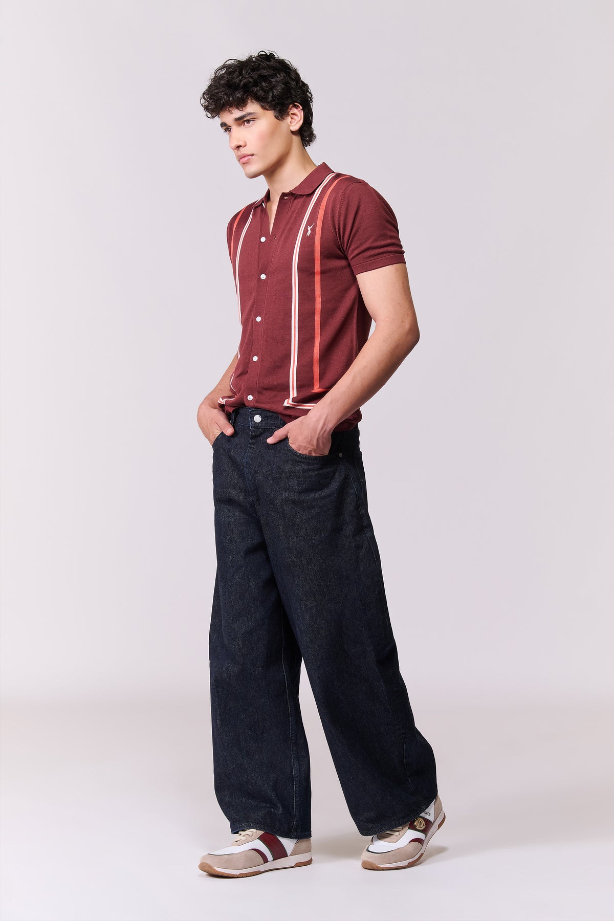 SNCC Cabernet Contrast Stripe Knit Shirt