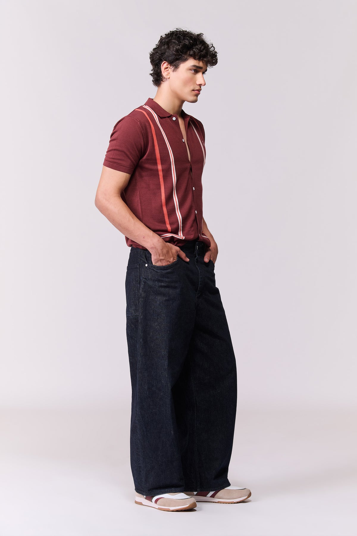 SNCC Cabernet Contrast Stripe Knit Shirt