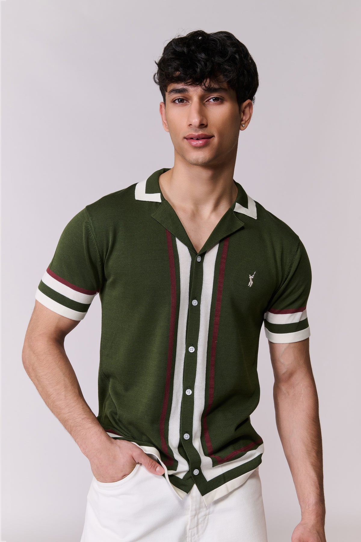 SNCC Olive Stripe Knit Shirt