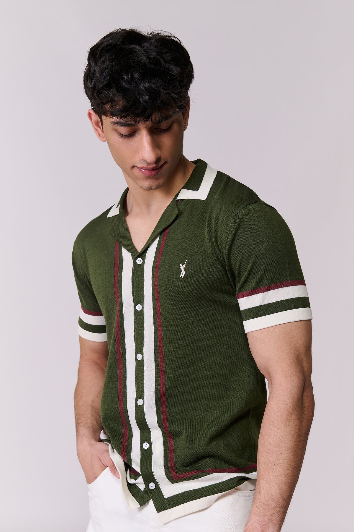SNCC Olive Stripe Knit Shirt