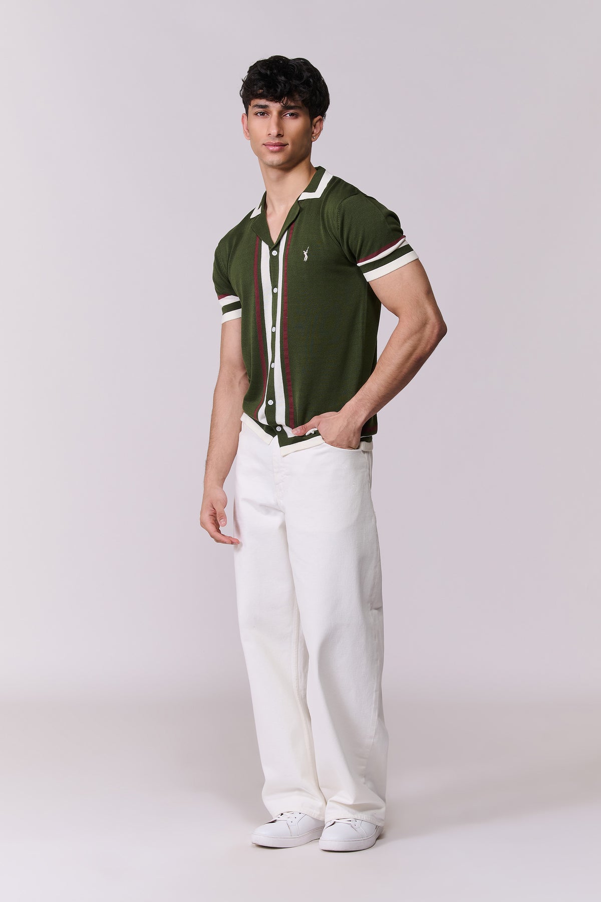 SNCC Olive Stripe Knit Shirt