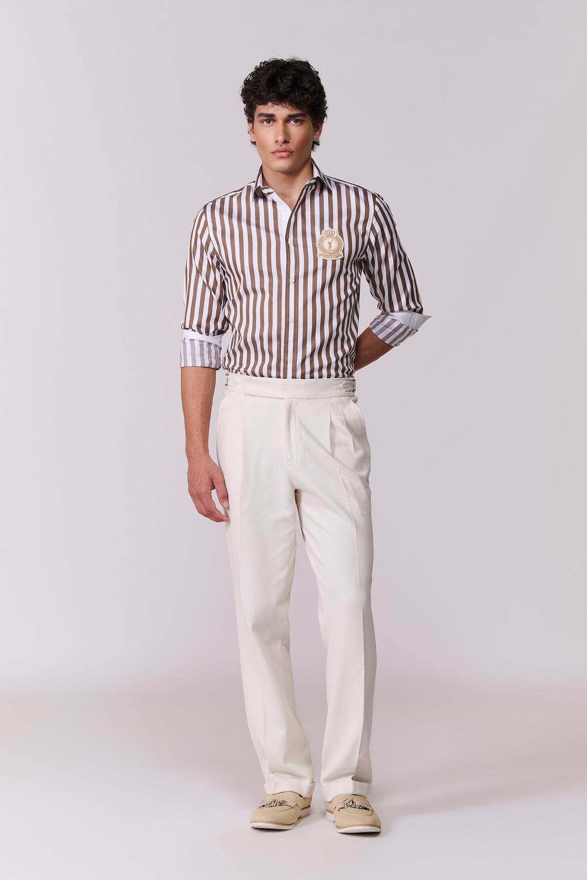 SNCC Brown Striped Shirt with Crest