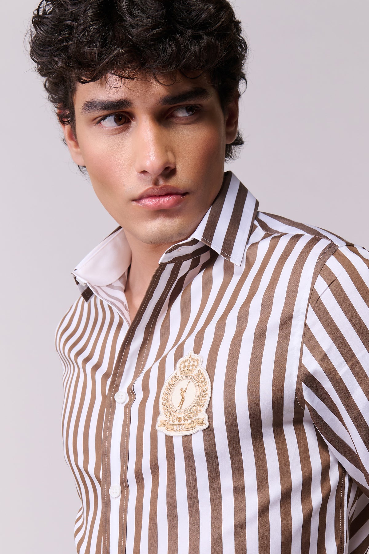 SNCC Brown Striped Shirt with Crest