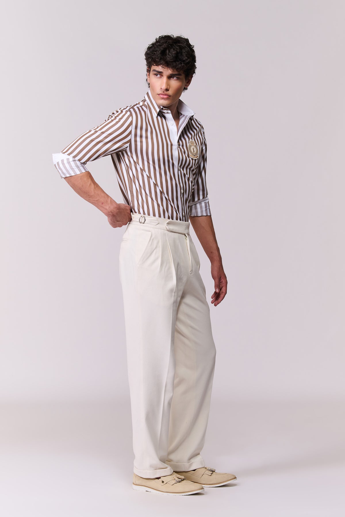 SNCC Brown Striped Shirt with Crest