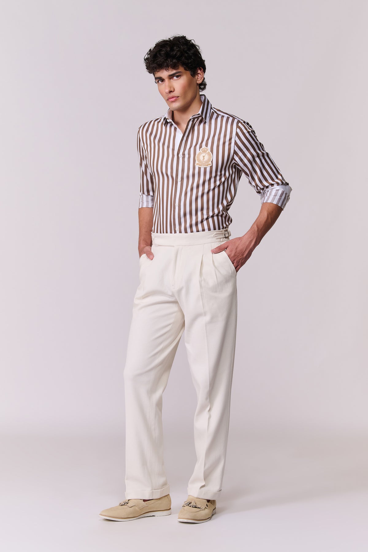 SNCC Brown Striped Shirt with Crest