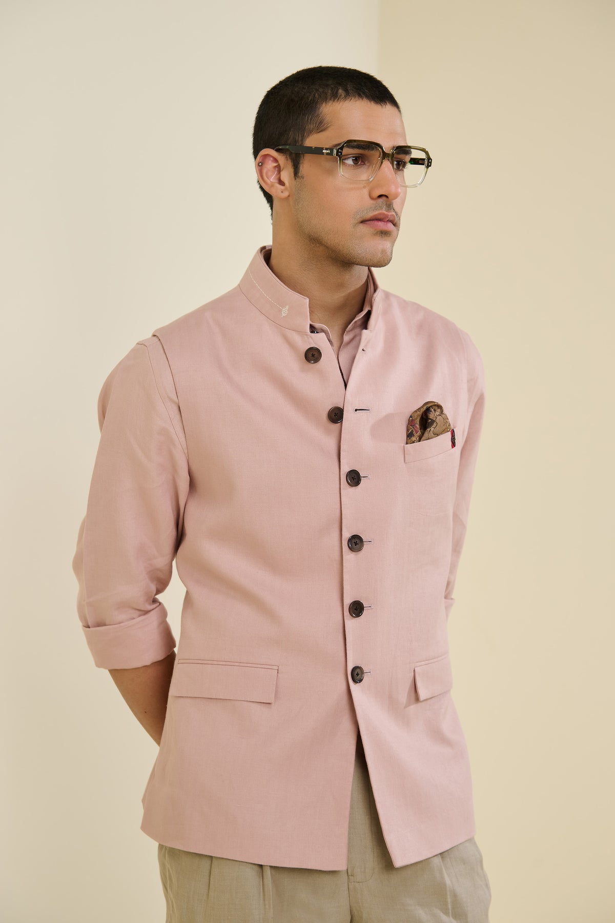 Pink Linen Waistcoat