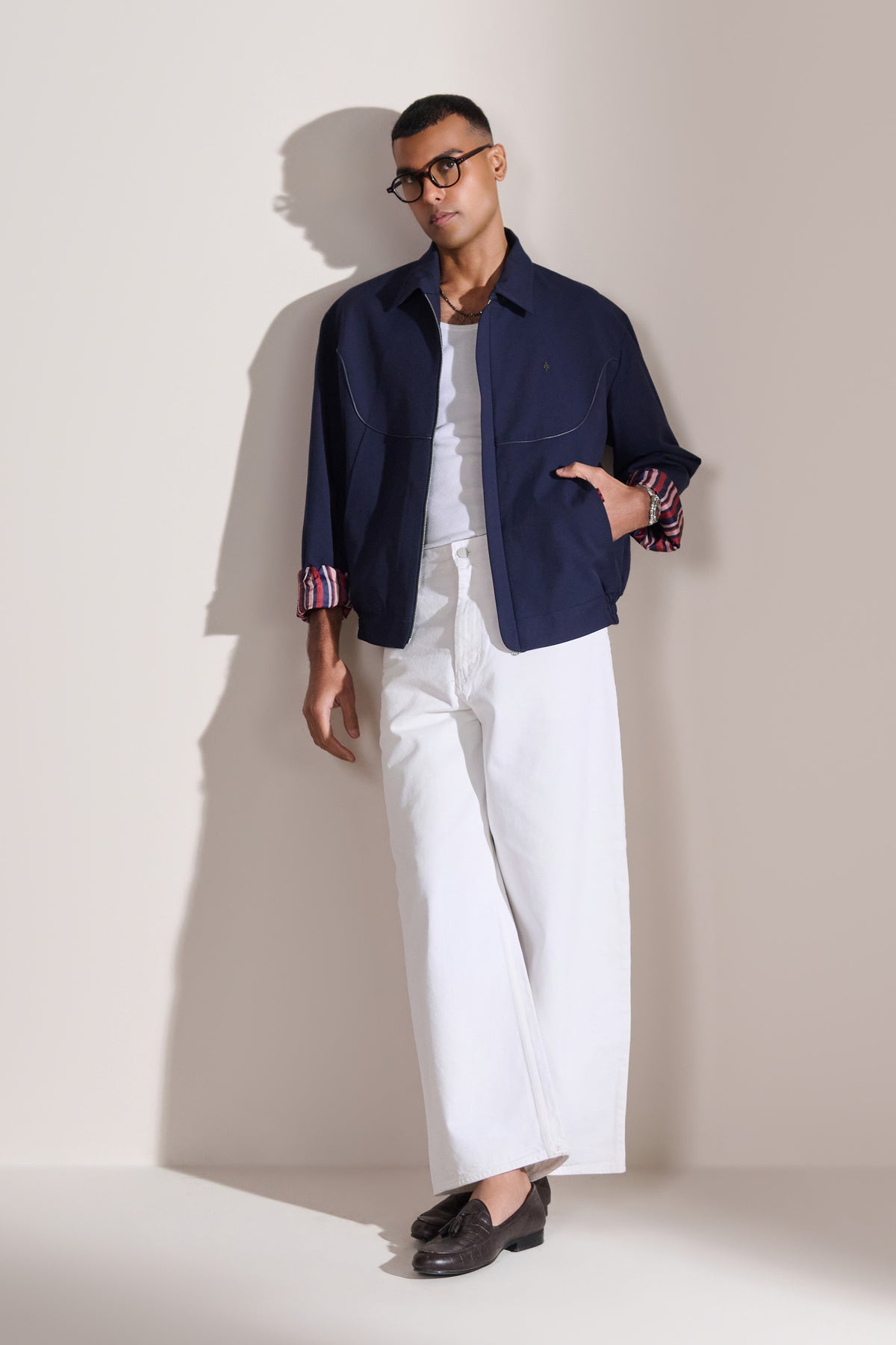 Navy Front Yoke Detail Jacket