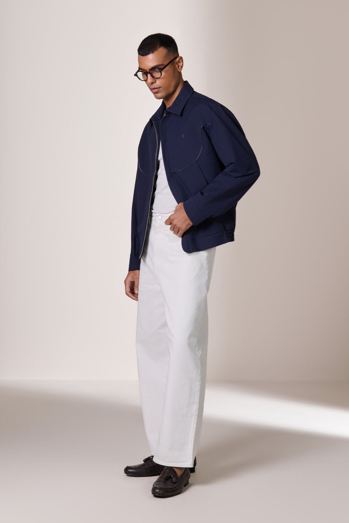 Navy Front Yoke Detail Jacket