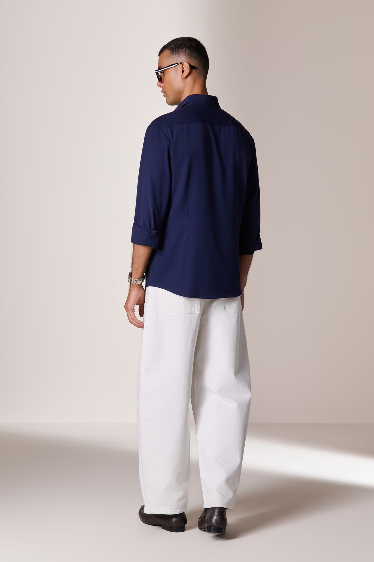 Navy Crest Embroidered Shirt