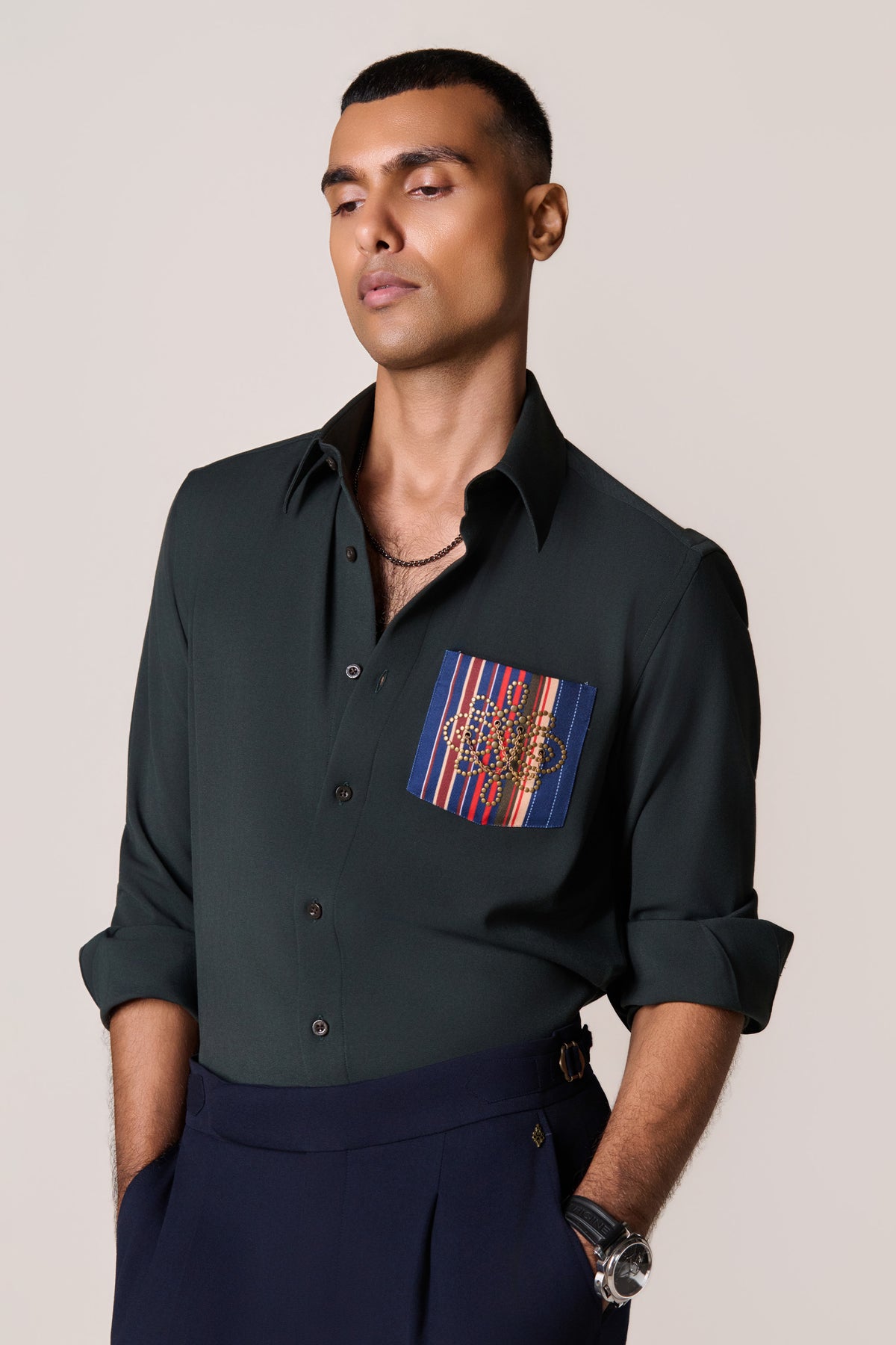 Military Green Tape Pocket Shirt