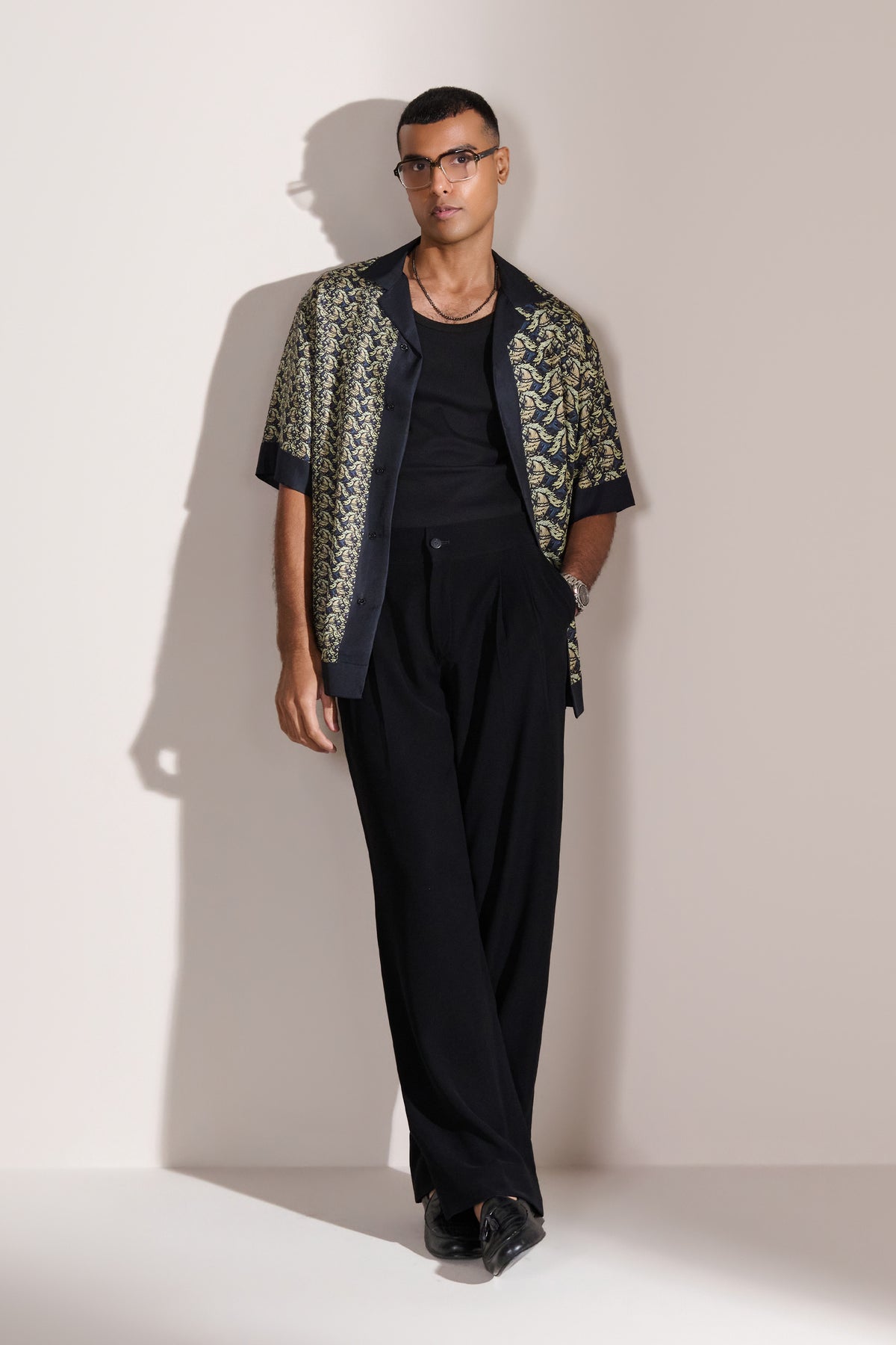 Multi Equestrian Print Silk Resort Shirt
