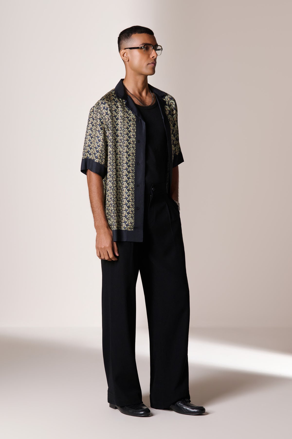 Multi Equestrian Print Silk Resort Shirt
