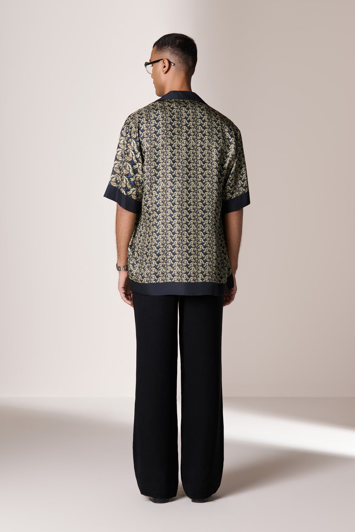 Multi Equestrian Print Silk Resort Shirt