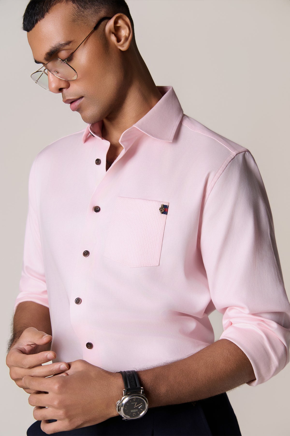 Light Pink Kantha Detail Shirt