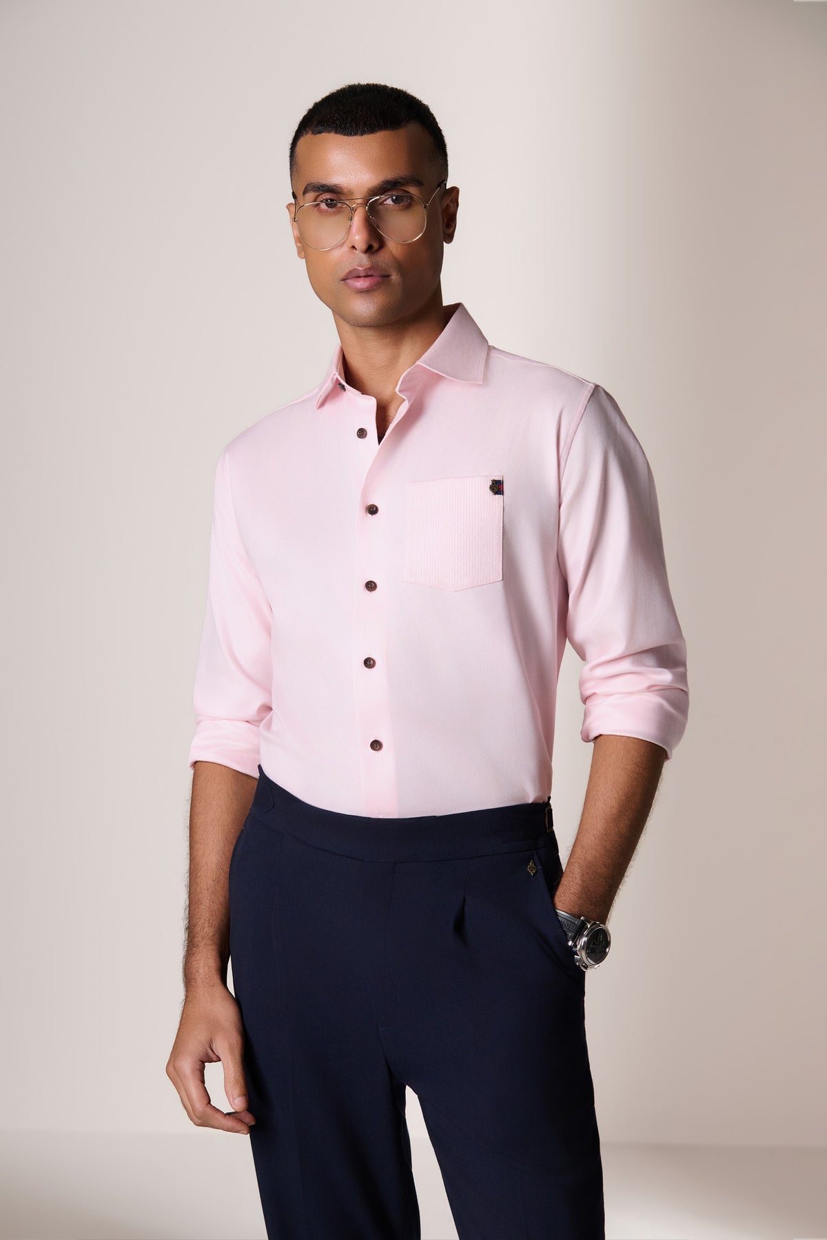 Light Pink Kantha Detail Shirt