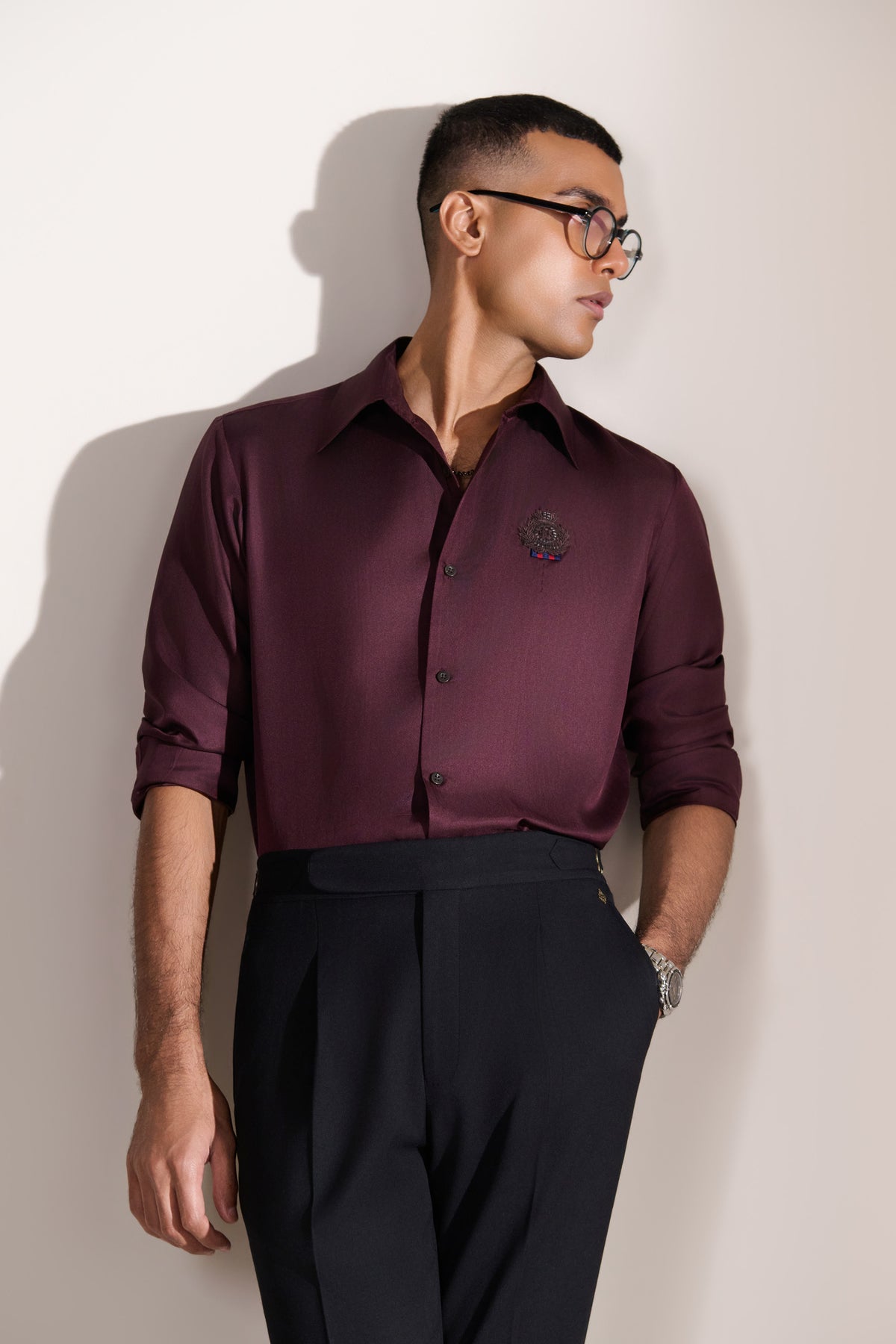 Brown Crest Detail Shirt