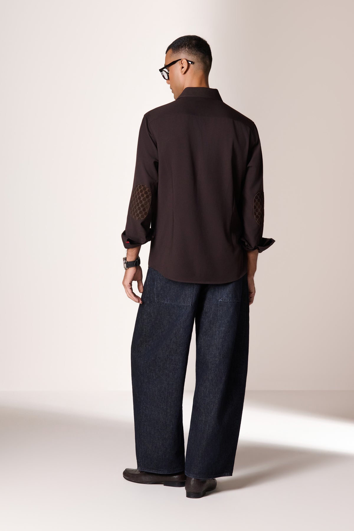 Brown Adamas Velvet Patch Shirt