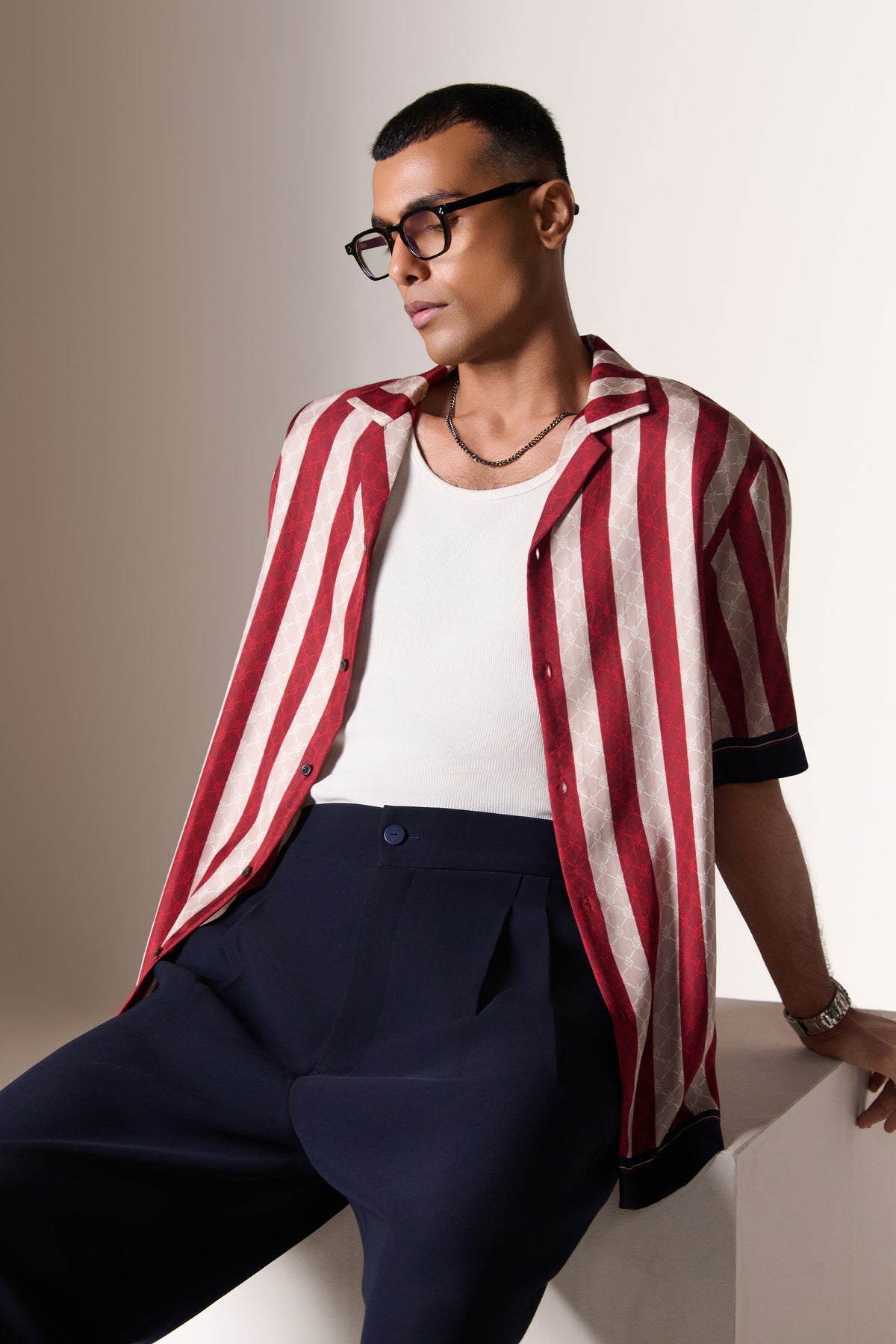 Cherry Beige Adamas Print Shirt