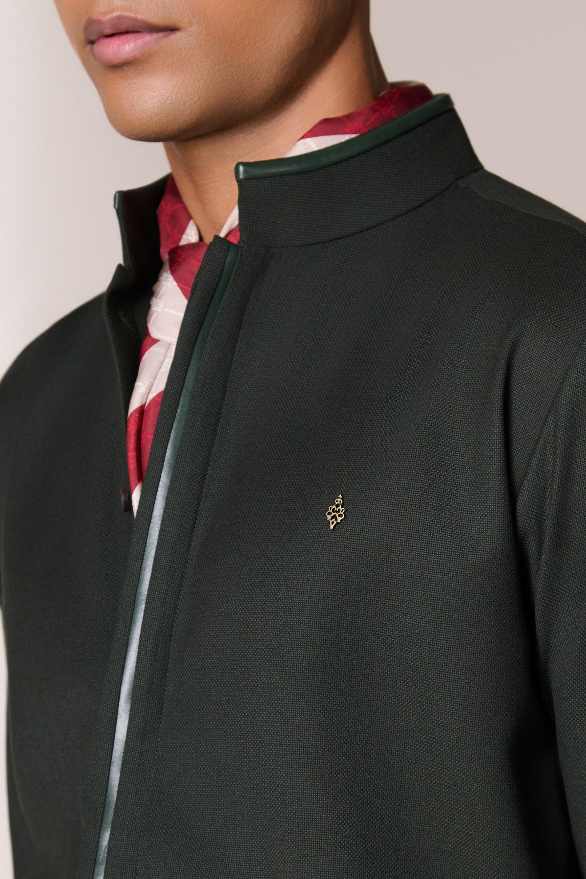 Military Green Leather Placket Shirt