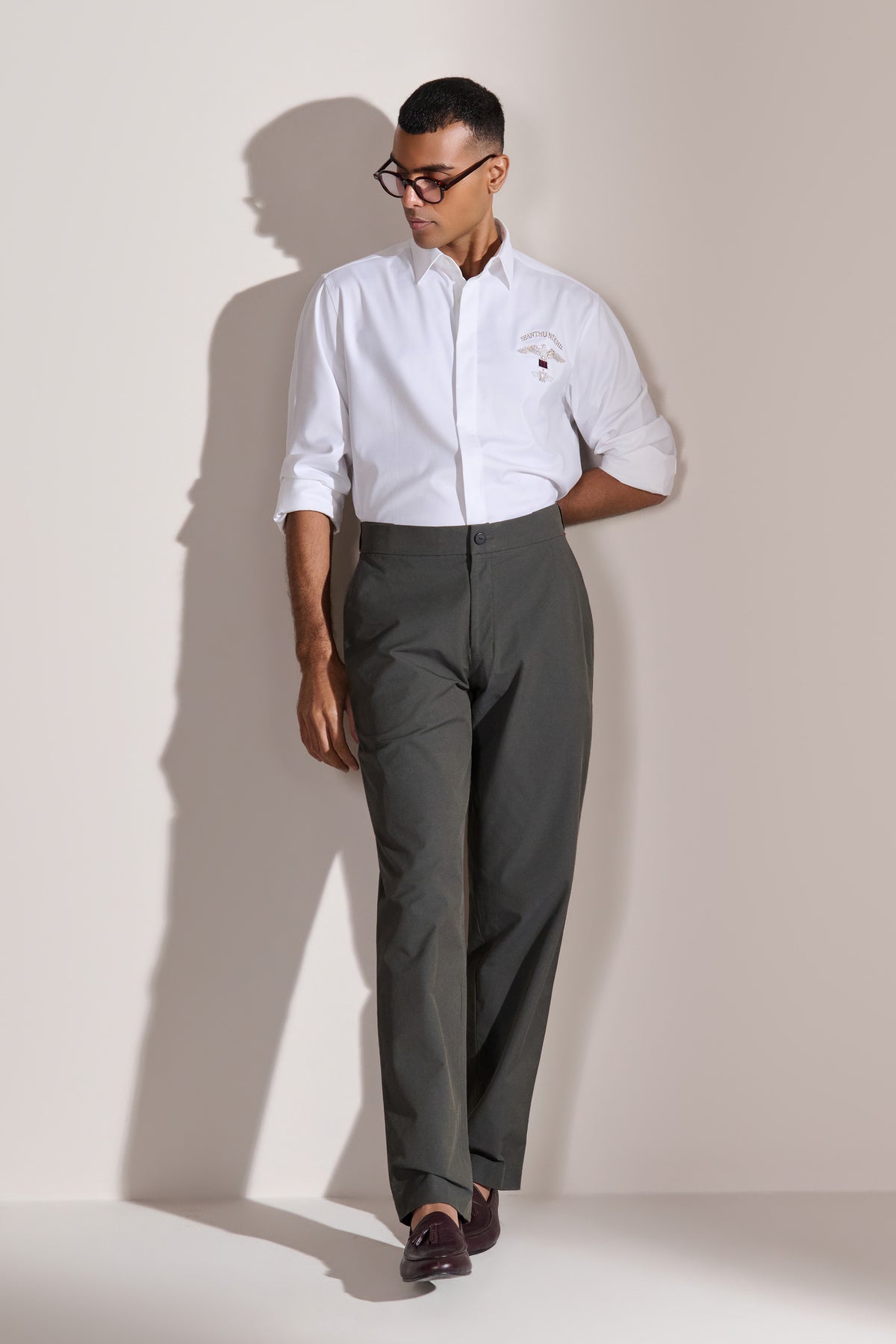 Military Green Broad Waist Belt Trousers