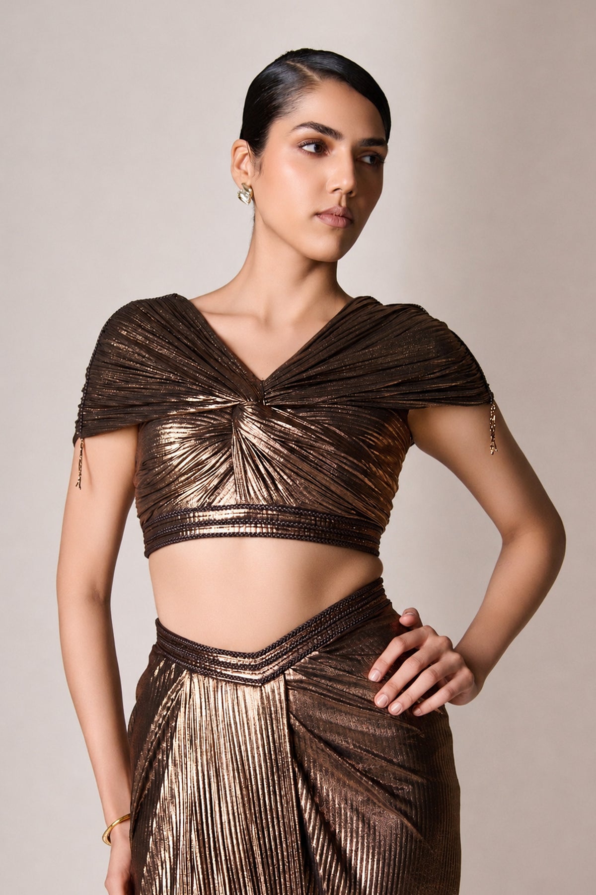Metallic Brown Knot Top