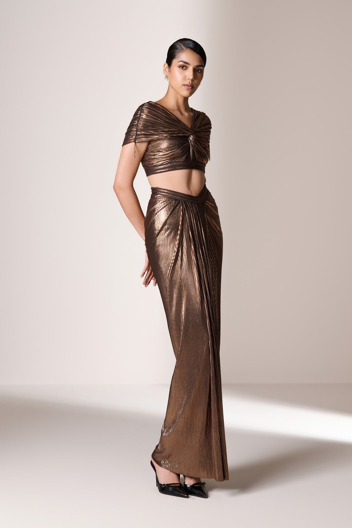 Metallic Brown Knot Top