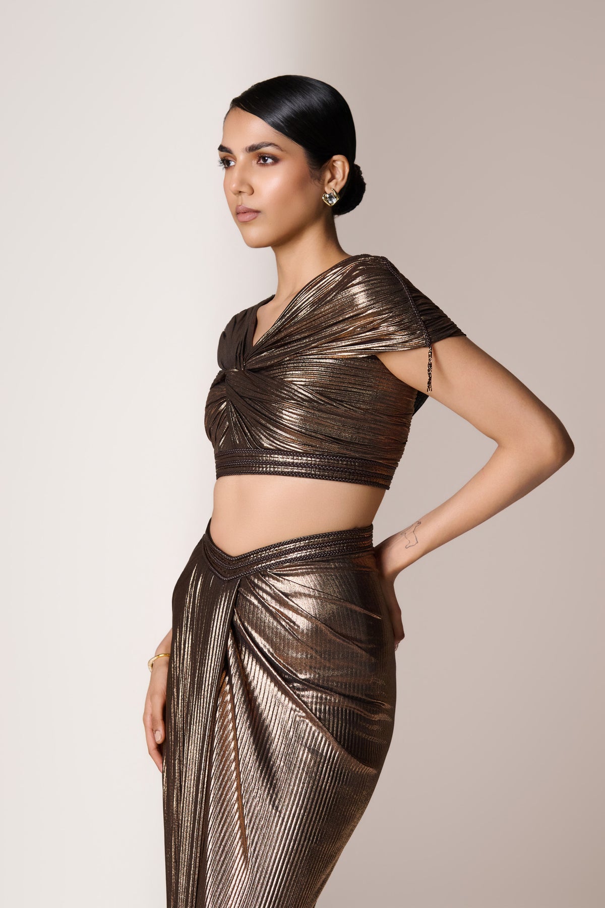 Metallic Brown Knot Top