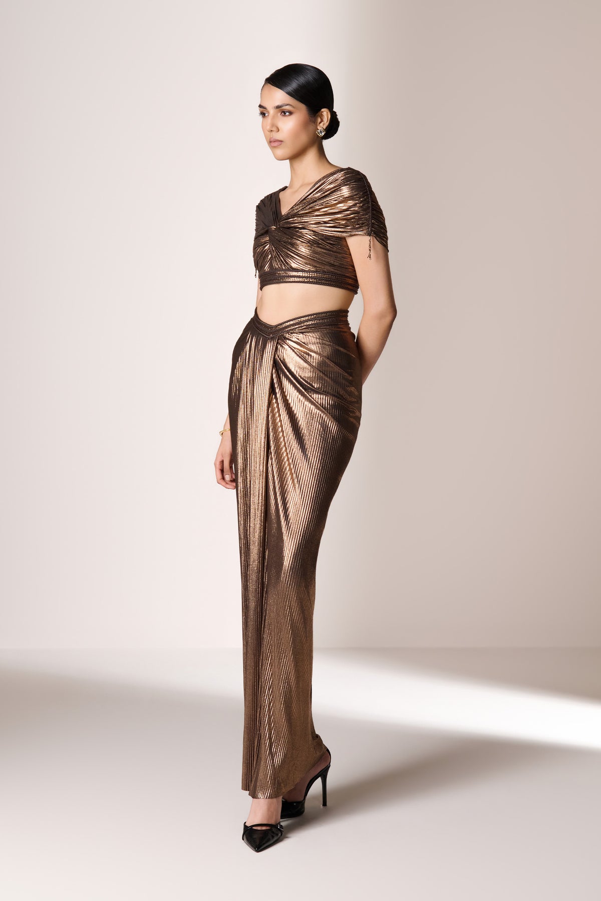 Metallic Brown Knot Top