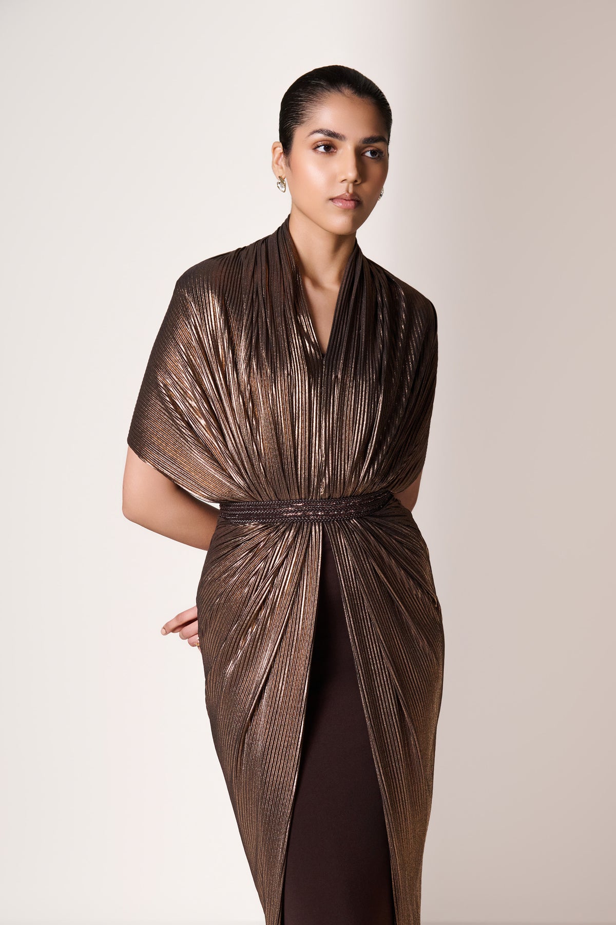 Choco Cape Saree Gown