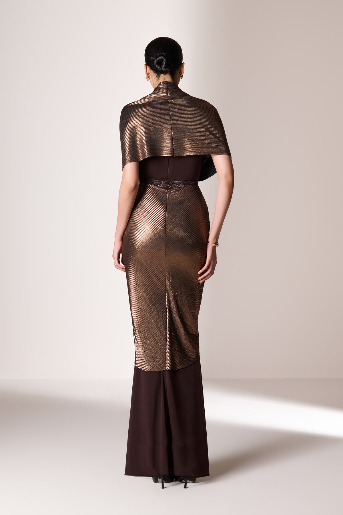 Choco Cape Saree Gown