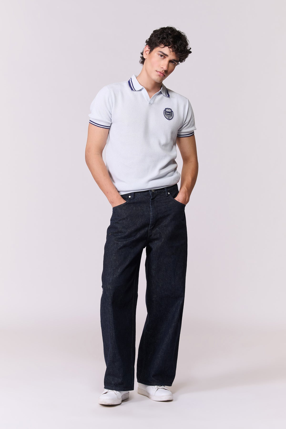 SNCC Skyway Knitted Crest Polo T-Shirt