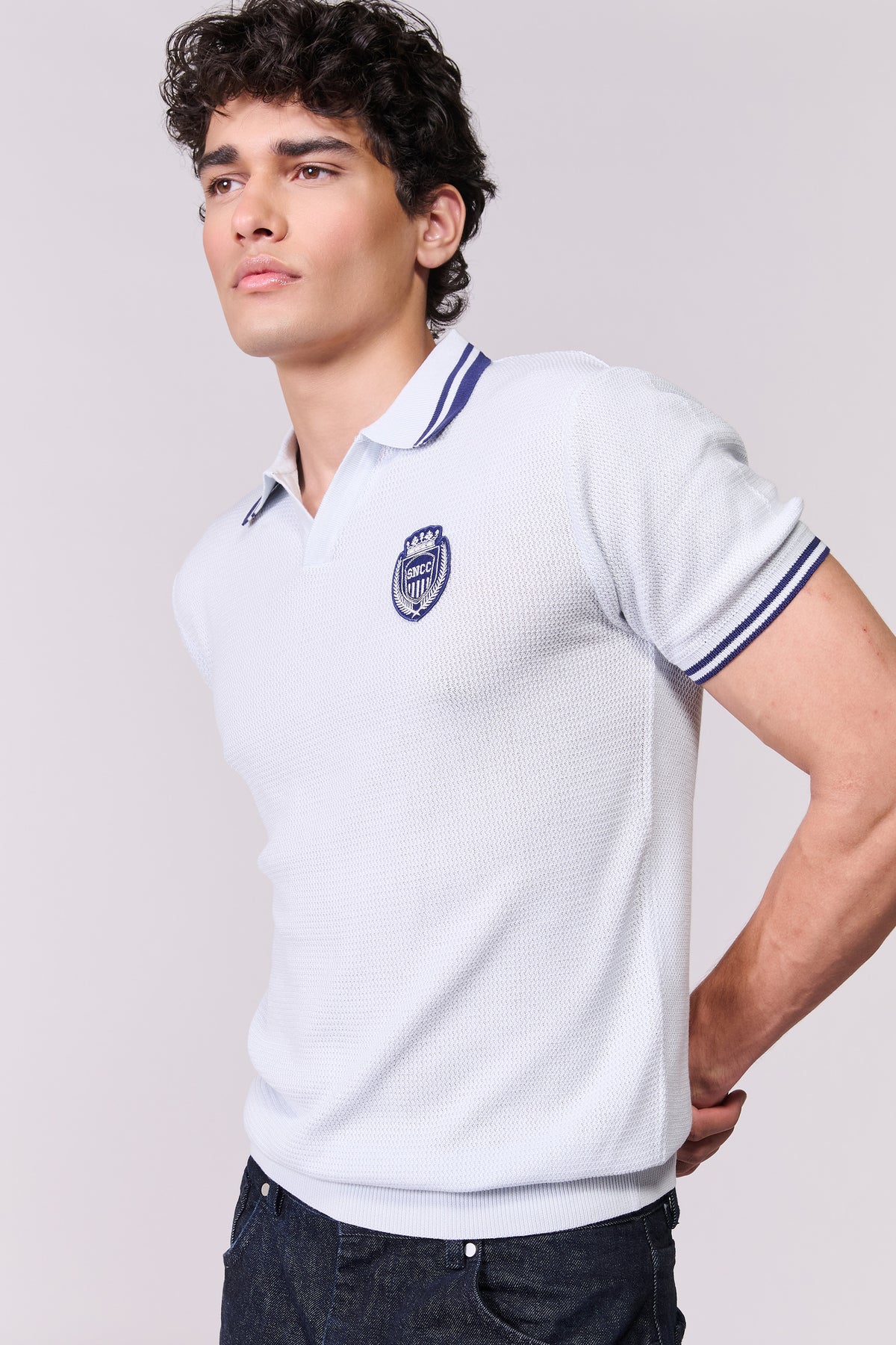 SNCC Skyway Knitted Crest Polo T-Shirt