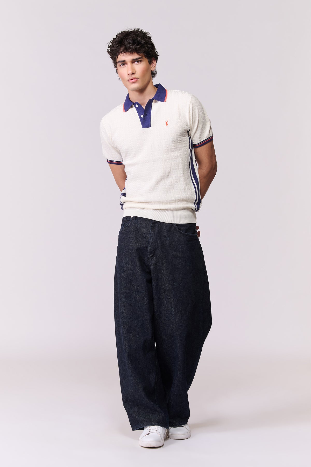 SNCC Off-White Contrast Collar Knit Polo