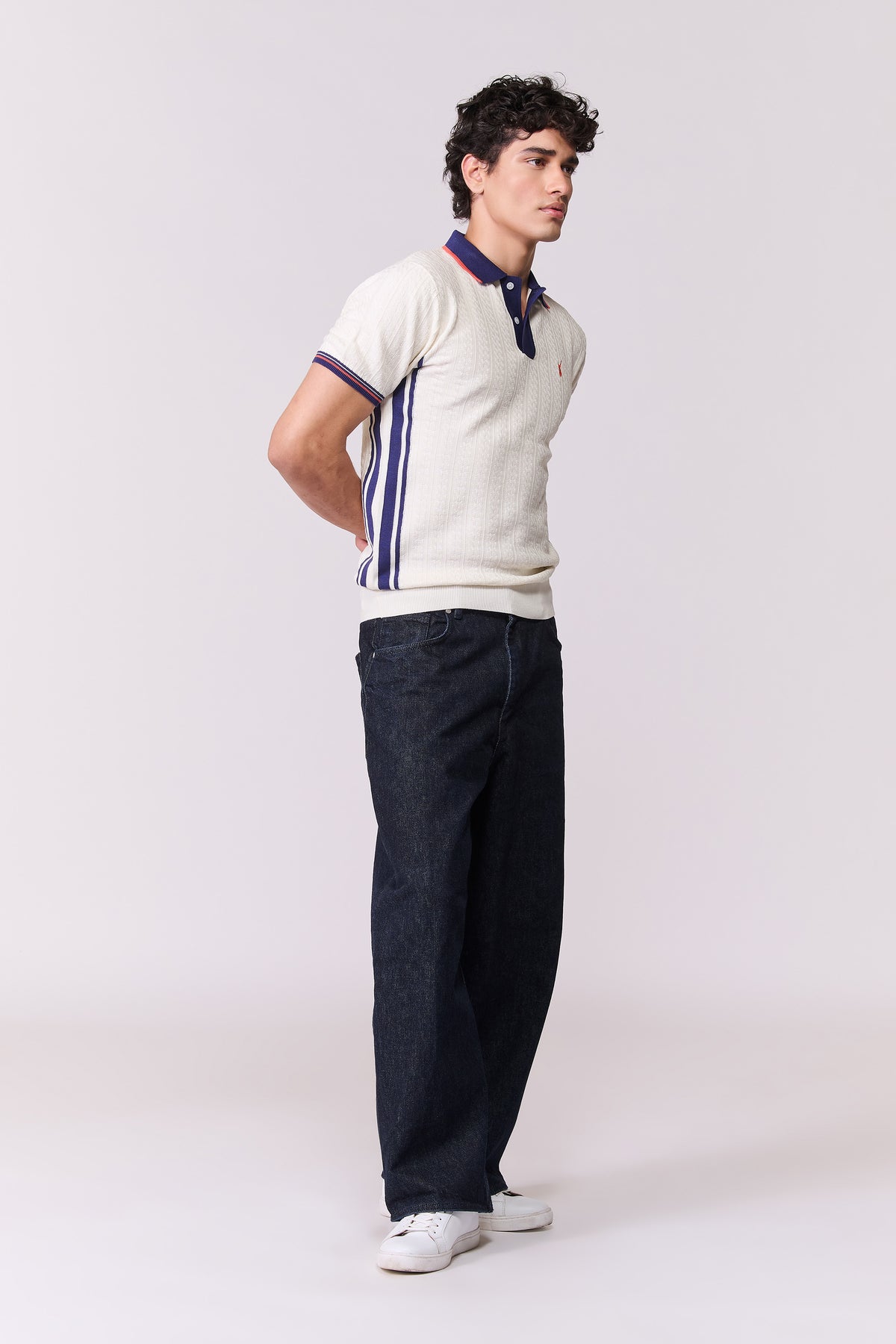 SNCC Off-White Contrast Collar Knit Polo
