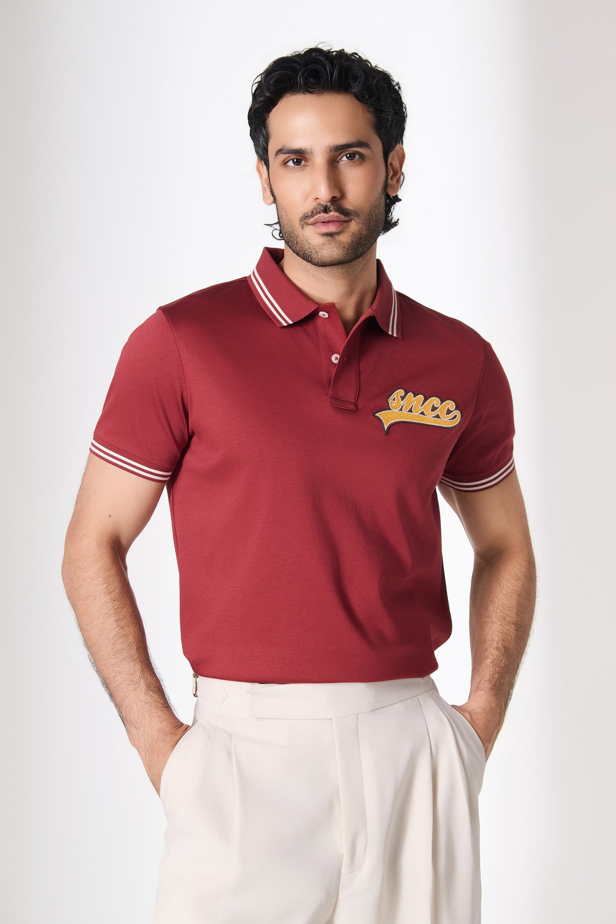 SNCC Burgundy Script Patch Logo Polo